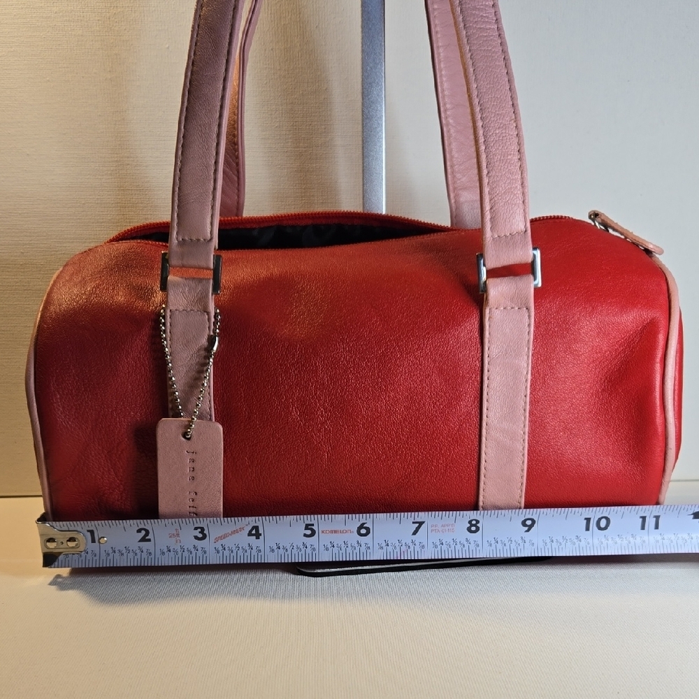 Jana Feifer Two Toned Pink Leather Mini Duffle /barrel Bag Purse - Picture 11 of 12